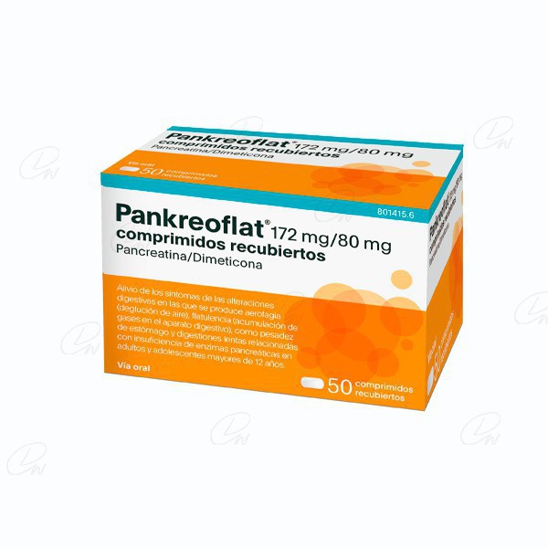 PANKREOFLAT 172 mg/80 mg COMPRIMIDOS RECUBIERTOS, 50...