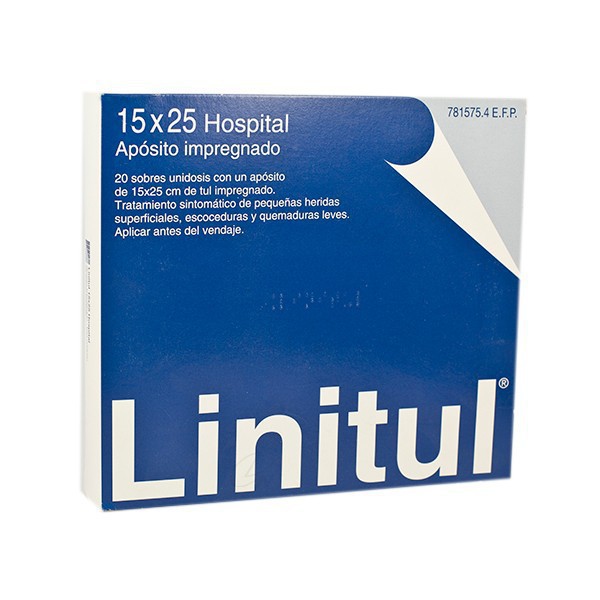 LINITUL APOSITO IMPREGNADO, 20 apositos de 15 x 25 cm