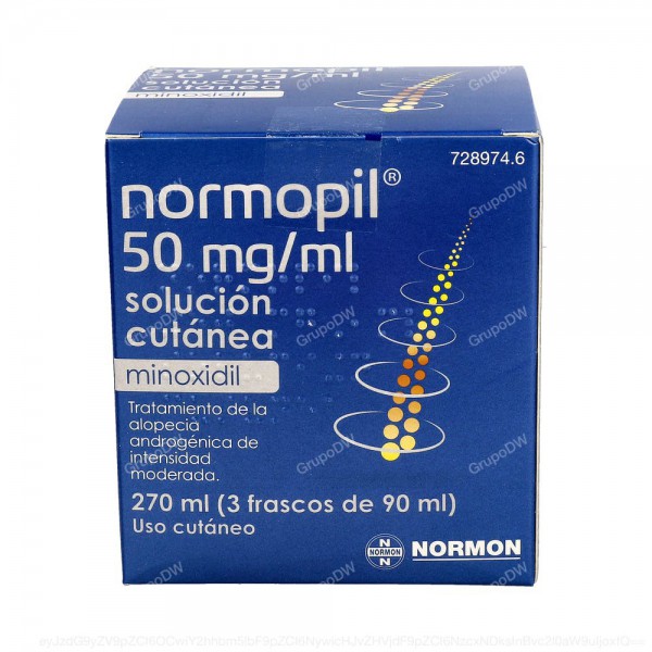 NORMOPIL 50 mg/ml SOLUCION CUTANEA, 3 frascos de 90 ml