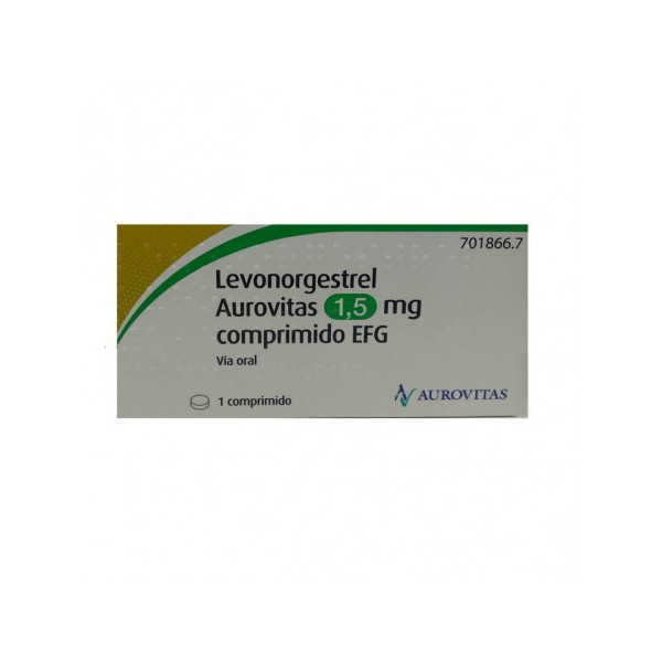 LEVONORGESTREL AUROVITAS EFG 1.5 mg COMPRIMIDO EFG, 1...