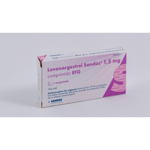 LEVONORGESTREL SANDOZ 1,5 mg COMPRIMIDO EFG, 1 comprimido