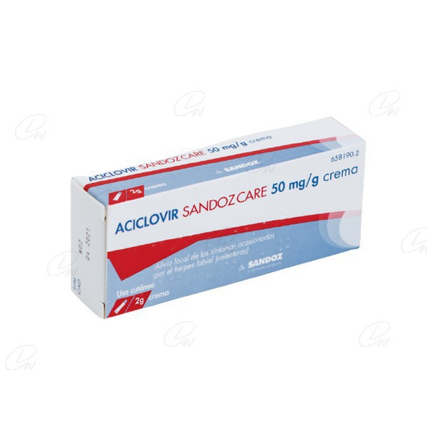ACICLOVIR SANDOZ 50 MG/G CREMA EFG, 1 tubo de 2 g