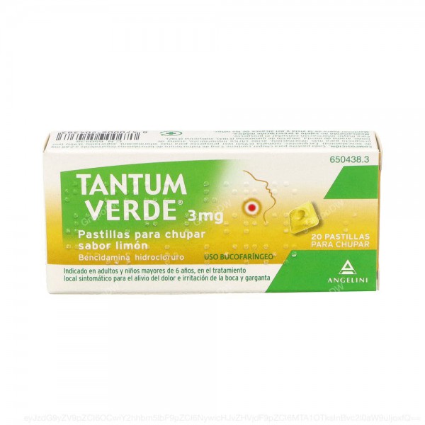 TANTUM VERDE 3 mg PASTILLAS PARA CHUPAR SABOR LIMON, 20...