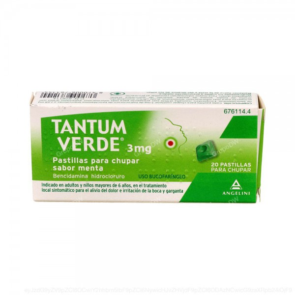 TANTUM VERDE 3 mg PASTILLAS PARA CHUPAR SABOR MENTA, 20...