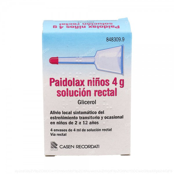 PAIDOLAX NIÑOS, SOLUCION RECTAL, 4 enemas de 4 ml