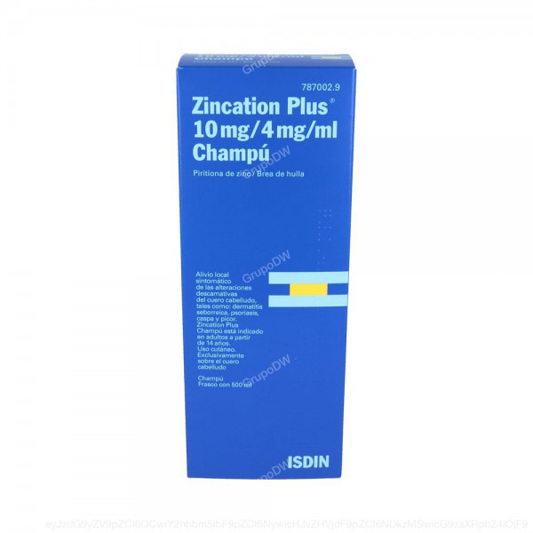 ZINCATION PLUS 10 mg/4 mg/ml CHAMPU, 1 frasco de 500 ml