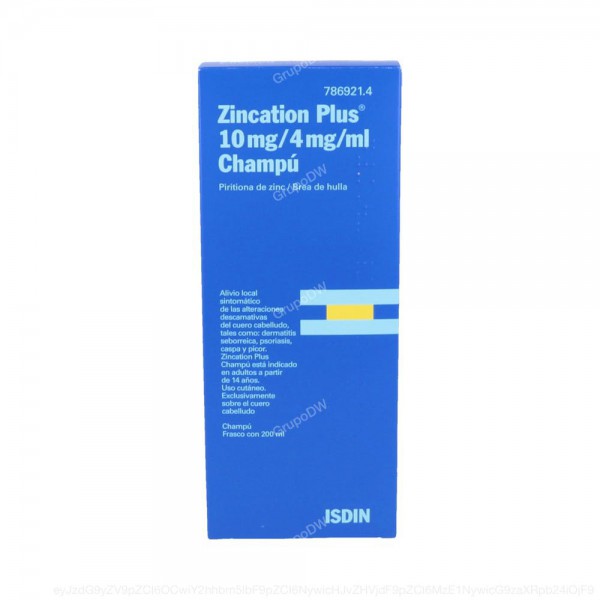 ZINCATION PLUS 10 mg/4 mg/ml CHAMPU, 1 frasco de 200 ml