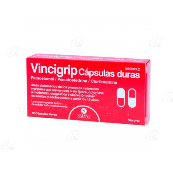 VINCIGRIP CAPSULAS DURAS, 12 capsulas