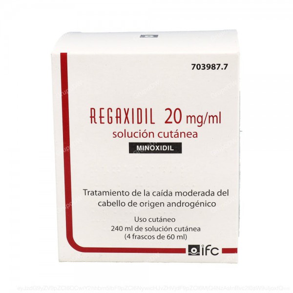 REGAXIDIL 20 mg/ml SOLUCION CUTANEA, 4 frascos de 60 ml
