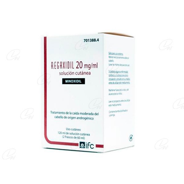 REGAXIDIL 20 mg/ml SOLUCION CUTANEA, 2 frascos de 60 ml